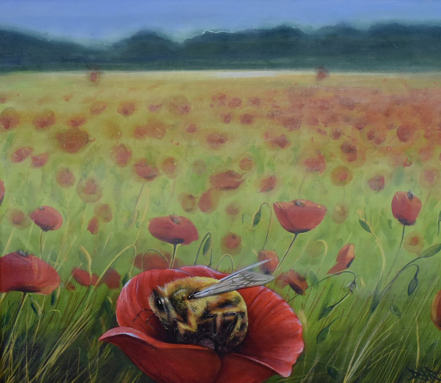 "Abeille dan un Coquelicot" LIMITED Giclee Print